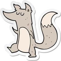 sticker of a cartoon little wolf vector