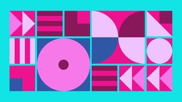 Geometric pattern loop. Circles, squares animation. Modernist abstract seamless background. Bauhaus Design style. photo