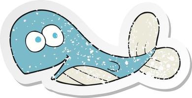 retro distressed sticker of a cartoon whale vector