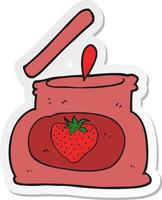 sticker of a cartoon popping jar of jam vector