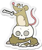 sticker of a cartoon graveyard rat vector