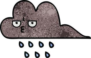 nube de lluvia de tormenta de dibujos animados de textura grunge retro vector