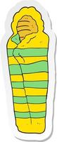 sticker of a cartoon sleeping bag vector