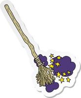 sticker of a cartoon magical broom vector