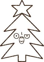 Christmas Tree Charcoal Drawing vector