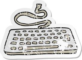 retro distressed sticker of a cartoon computer keyboard vector