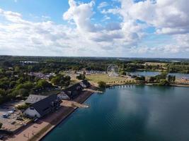 Beautiful aerial view of Gorgeous lake at Milton Keynes England UK photo