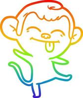 rainbow gradient line drawing funny cartoon monkey dancing vector