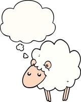 cartoon sheep and thought bubble vector