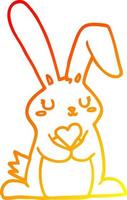 warm gradient line drawing cartoon rabbit in love vector