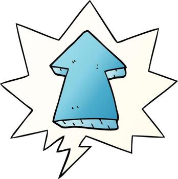 cartoon pointing arrow and speech bubble in smooth gradient style vector