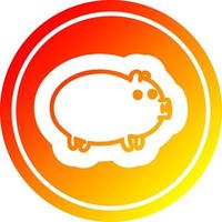 fat pig circular in hot gradient spectrum vector