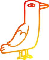 warm gradient line drawing Cartoon bird vector