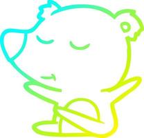 cold gradient line drawing happy cartoon bear vector
