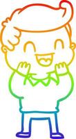 rainbow gradient line drawing cartoon happy man vector