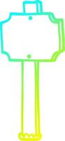 cold gradient line drawing cartoon sign post vector