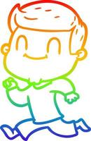 rainbow gradient line drawing cartoon friendly man vector