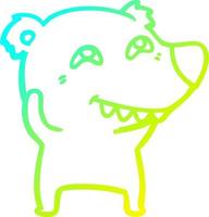 cold gradient line drawing cartoon bear showing teeth vector