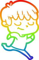 rainbow gradient line drawing cartoon happy boy vector