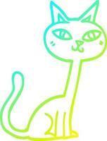 cold gradient line drawing cartoon cat vector
