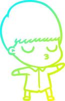 cold gradient line drawing cartoon calm boy vector