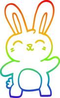 rainbow gradient line drawing cartoon cute bunny vector