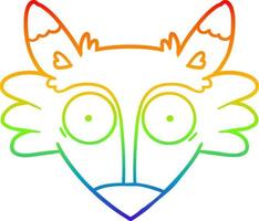 dibujo de línea de gradiente de arco iris zorro asustado de dibujos animados vector