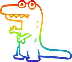 rainbow gradient line drawing cartoon crazy alligator vector