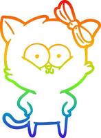 rainbow gradient line drawing cartoon cat vector