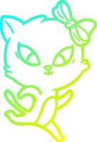 cold gradient line drawing cartoon cat vector