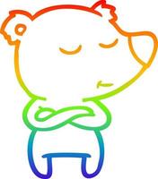 rainbow gradient line drawing happy cartoon bear vector