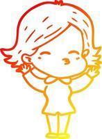 warm gradient line drawing cartoon woman vector