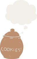 cartoon cookie jar and thought bubble in retro style vector