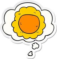 cartoon flower and thought bubble as a printed sticker vector