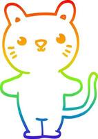 gato de dibujos animados de dibujo de línea de gradiente de arco iris vector