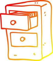 warm gradient line drawing cartoon drawers of files vector