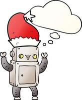 cartoon christmas robot and thought bubble in smooth gradient style vector
