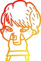 warm gradient line drawing cartoon woman vector