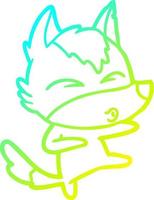 cold gradient line drawing cartoon wolf whistling vector