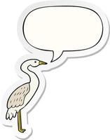 cartoon stork and speech bubble sticker vector