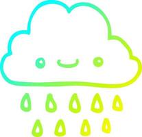 cold gradient line drawing cartoon storm cloud vector