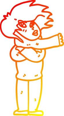 warm gradient line drawing cartoon girl with scarf