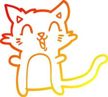 warm gradient line drawing cartoon happy cat vector