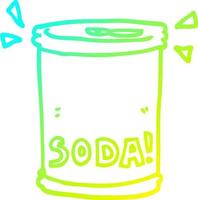 cold gradient line drawing cartoon soda can vector