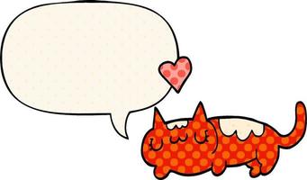 cartoon cat and speech bubble in comic book style vector