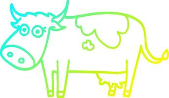 cold gradient line drawing cartoon farm cow vector