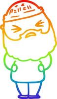 dibujo de línea de gradiente de arco iris hombre de dibujos animados con barba vector