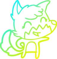 cold gradient line drawing happy cartoon fox vector
