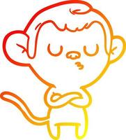 warm gradient line drawing cartoon annoyed monkey vector