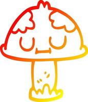 warm gradient line drawing cartoon cute mushroom vector